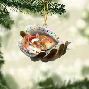 Shiba inu Sleeping Angel In God Hand Christmas Ornament