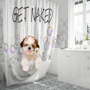 Shih Tzu Get Naked Daisy Shower Curtain