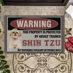 THIS PROPERTY IS PROTECTED BY HIGHLY TRAINED Shih Tzu 02 Doormat