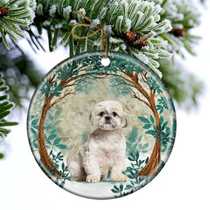 Shih Tzu Among Forest Porcelain/Ceramic Ornament