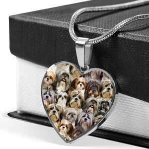 A Bunch Of Shih Tzus Heart Necklace