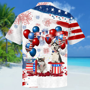 Siberian Husky Independence Day Hawaiian Shirt