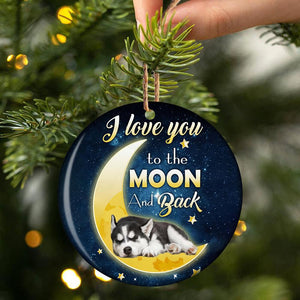 Siberian Husky I Love You To The Moon And Back Porcelain/Ceramic Ornament