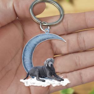 Silver Labrador Retriever On The Moon Flat Acrylic Keychain