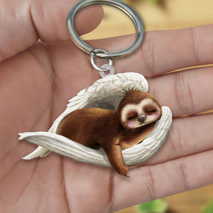 Sloth Sleeping Angel Acrylic Keychain