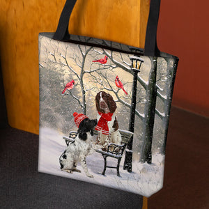 English springer spaniel Hello Christmas/Winter/New Year Tote Bag