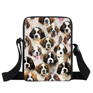 A Bunch Of St. Bernards Oxford Cloth Zipped Messenger Bag