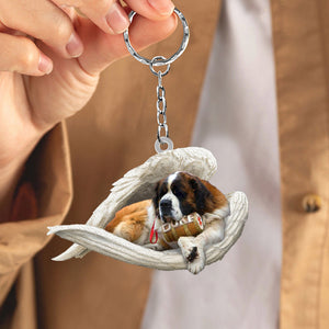St Bernard Sleeping Angel Acrylic Keychaine