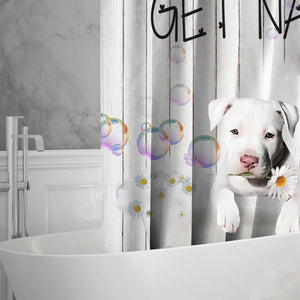 Staffordshire Bull Terrier Get Naked Daisy Shower Curtain
