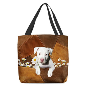 Staffordshire Bull Terrier 02 Holding Daisy All Over Printed Tote Bag