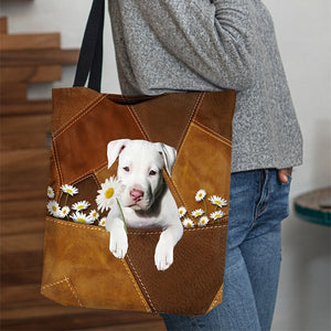 Staffordshire Bull Terrier 02 Holding Daisy All Over Printed Tote Bag