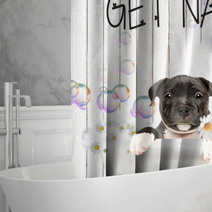 Staffordshire Bull Terrier07 Get Naked Daisy Shower Curtain