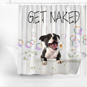 Staffordshire Bull Terrier 2 Get Naked Daisy Shower Curtain
