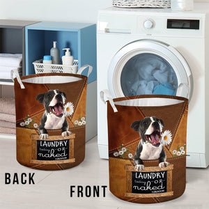 Staffordshire Bull Terrier 2 Laundry Today Or Naked Tomorrow Laundry Basket