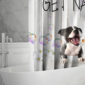 Staffordshire Bull Terrier 2 Get Naked Daisy Shower Curtain