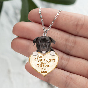 Staffordshire Bull Terrier3 -What Greater Gift Than The Love Of Dog Stainless Steel Necklace