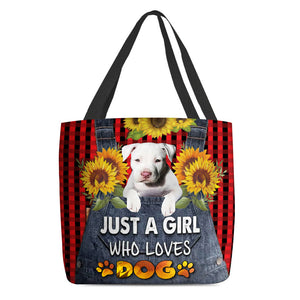 Staffordshire Bull Terrier 3-Just A Girl Who Loves Dog Tote Bag