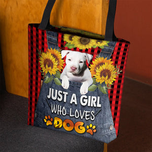 Staffordshire Bull Terrier 3-Just A Girl Who Loves Dog Tote Bag