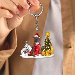 Staffordshire Bull Terrier Early Merry Christma Acrylic Keychain