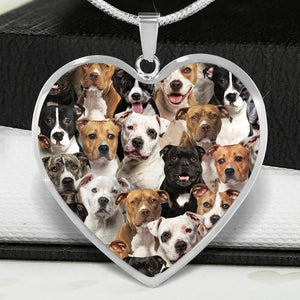 A Bunch Of Staffordshire Bull Terriers Heart Necklace