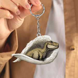 T rex Sleeping Angel Acrylic Keychain