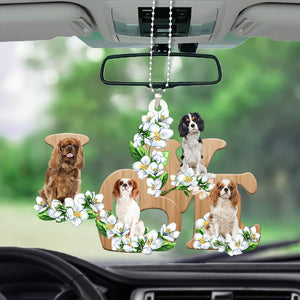 Cavalier King Charles Spaniel Love Flowers Dog Lover Car Hanging Ornament
