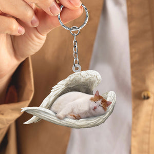 Turkish Van Cat Sleeping Angel Acrylic Keychain