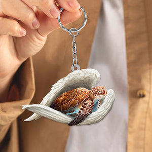Turtle Sleeping Angel Acrylic Keychain