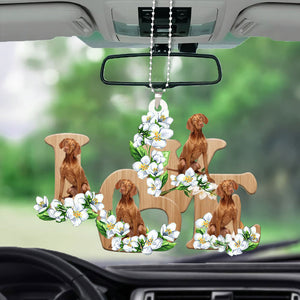 Vizsla Love Flowers Dog Lover Car Hanging Ornament