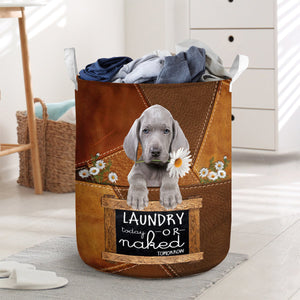 Weimaraner02 Laundry Today Or Naked Tomorrow Laundry Basket