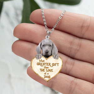 Weimaraner2 -What Greater Gift Than The Love Of Dog Stainless Steel Necklace