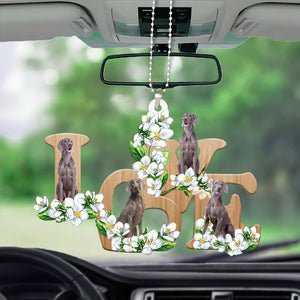 Weimaraner Love Flowers Dog Lover Car Hanging Ornament