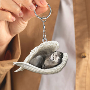 Weimaraner Sleeping Angel Acrylic Keychain