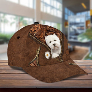 West Highland White Terrier Holding Daisy Unisex Cap