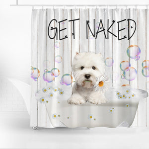West Highland White Terrier Dog Get Naked Daisy Shower Curtain