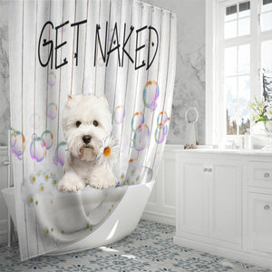 West Highland White Terrier Dog Get Naked Daisy Shower Curtain