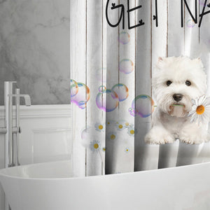 West Highland White Terrier Dog Get Naked Daisy Shower Curtain