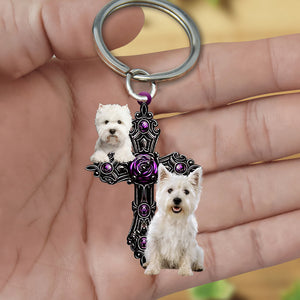 West Highland White Terrier Pray For God Acrylic Keychain