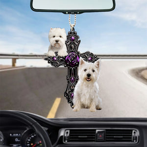 West Highland White Terrier Pray For God Car Hanging Ornament