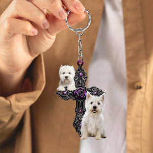 West Highland White Terrier Pray For God Acrylic Keychain