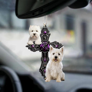 West Highland White Terrier Pray For God Car Hanging Ornament