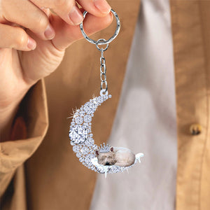West Highland White Terrier Sleeping On A Diamond Moon Acrylic Keychain