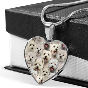 A Bunch Of West Highland White Terriers Heart Necklace