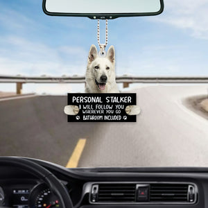 White German Shepherd Personal Stalker Car Hanging Ornament