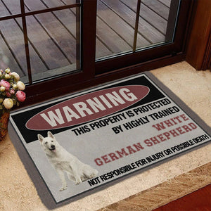 THIS PROPERTY IS PROTECTED BY HIGHLY TRAINED White German Shepherd Doormat