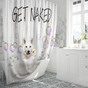White German Shepherd Get Naked Daisy Shower Curtain