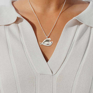 White Staffie Sleeping Angel Stainless Steel Necklace
