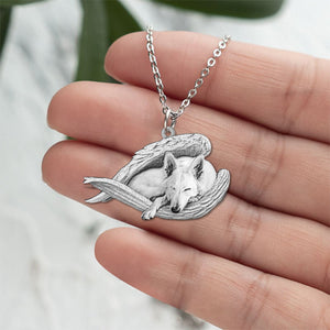 White german shepherd Sleeping Angel Necklace