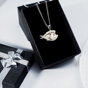 White german shepherd Sleeping Angel Stainless Steel Necklace