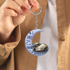 Wolf I Love You To The Moon And Back Flat Acrylic Keychain